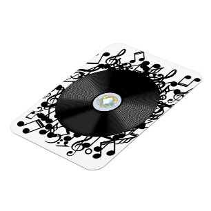 Imán Disco de vinilo antiguo y notas musicales