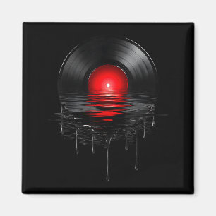 Imán Disco de vinilo derretido Atardecer vintage goteo