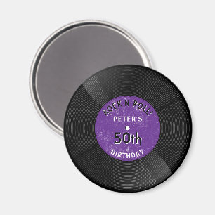 Imán Disco de vinilo retro Rock N Roll cumpleaños púrpu