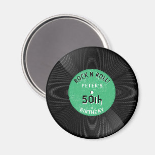 Imán Disco de vinilo retro Rock N Roll verde cumpleaños
