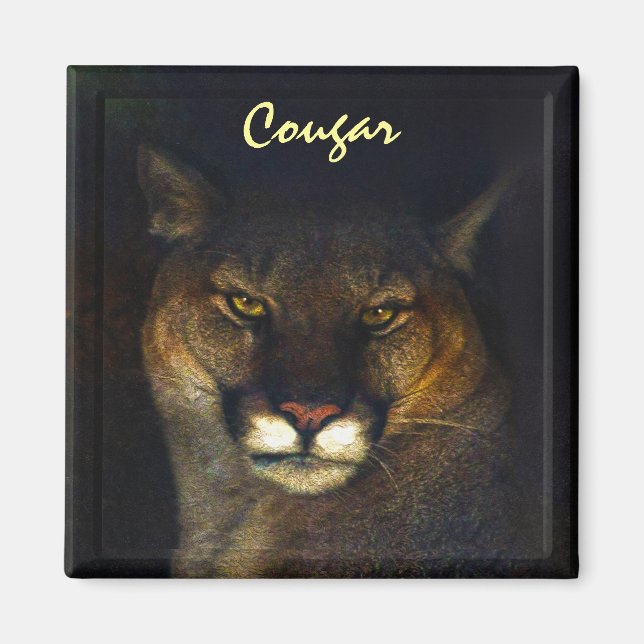 Imán Diseñador de arte Cougar Mountain Lion Big Cat (Frente)
