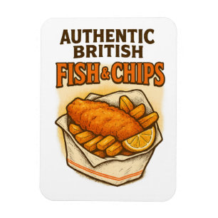 Imán Diseñar "Auténticos Pescados y Chips Británicos"