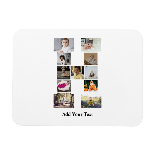 Imán Diseñar su propia letra Collage de fotos H (Horizontal)
