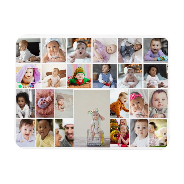 Imán Diseñar su propio Collage de fotos de 25 cuadros d (Horizontal)