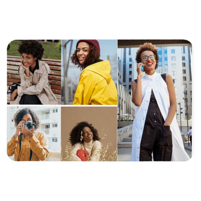 Imán Diseñar su propio Collage de fotos de 5 (Horizontal)