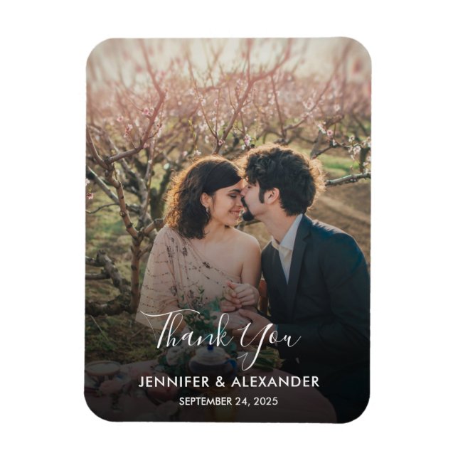 Imán Diseñar tu propia foto Gracias Boda (Vertical)