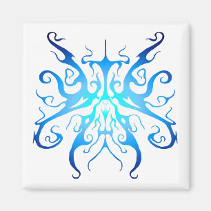 Imán Diseño Abstracto de Máscara Tribal Azul Elegante