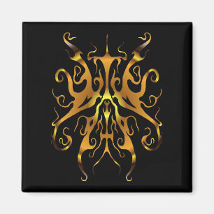 Imán Diseño Abstracto de Máscara Tribal de Oro Elegante