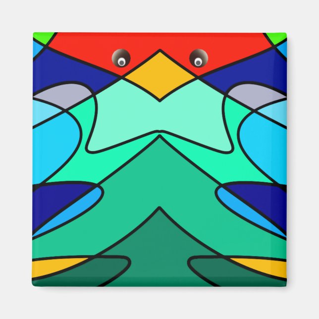 Imán Diseño abstracto del cardenal de vidrio templado (Frente)