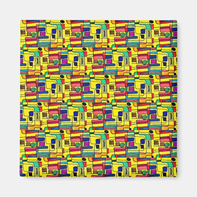 Imán Diseño abstracto moderno de colores vivos  (Frente)