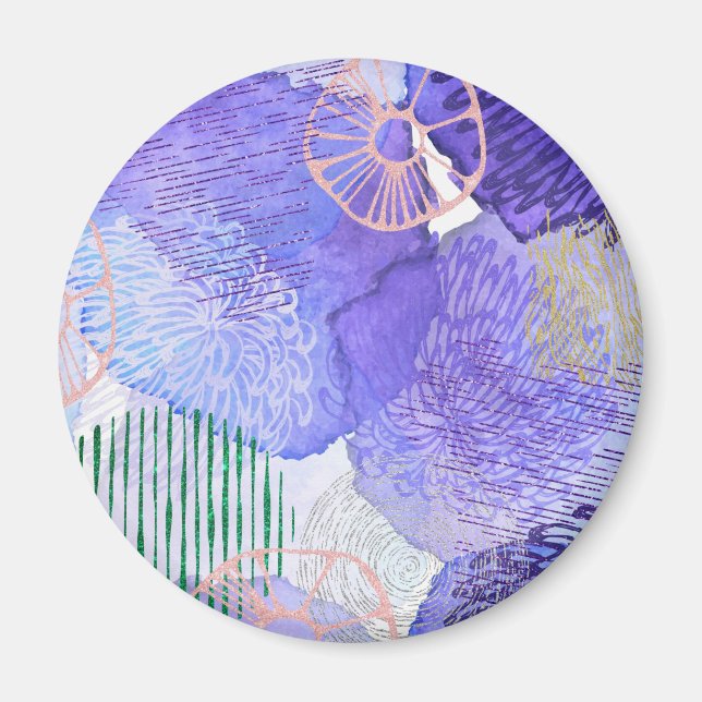 Imán Diseño abstracto púrpura (Frente)