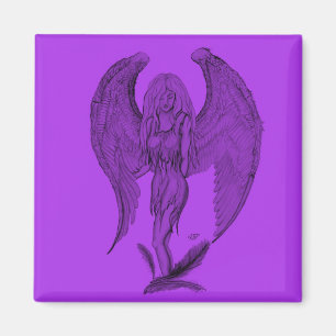 Imán Diseño Angel negro y púrpura