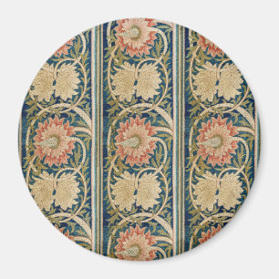Imán Diseño Antiguo de Bordado de Seda Floral Rosa de W