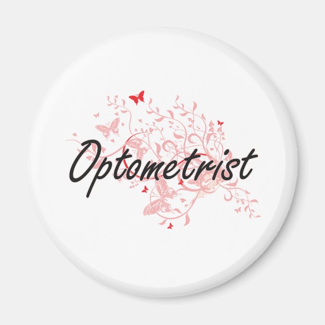 Imán Diseño artístico de empleo optometrista con maripo (Frente)
