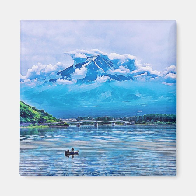 Imán Diseño artístico japonés de acuarela pacífica (Frente)