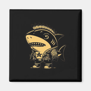 Imán Diseño artístico vintage del tiburón Cyborg