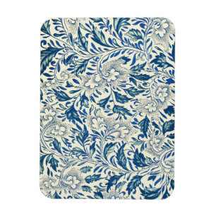 Imán Diseño asiático antiguo de patrón floral azul