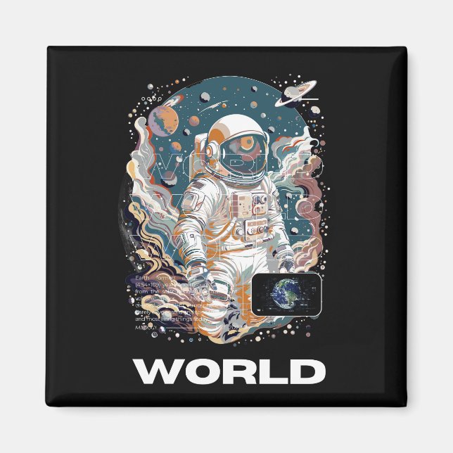 Imán Diseño astronauta mundial (Frente)
