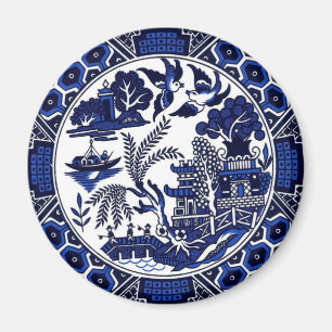 Imán Diseño azul azul y blanco del sauce de China