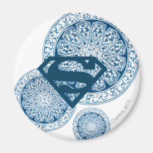 Imán Diseño azul del círculo de Supergirl