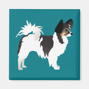 Imán Diseño básico de Chihuahua o Papillon de pelo larg