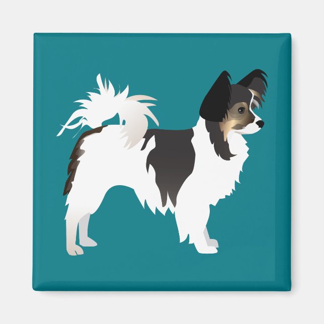 Imán Diseño básico de Chihuahua o Papillon de pelo larg (Frente)