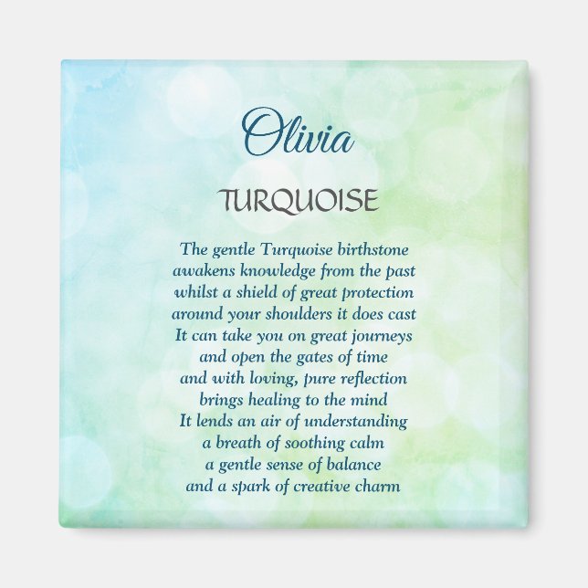 Imán Diseño Birthstone Turquoise de diciembre (Frente)