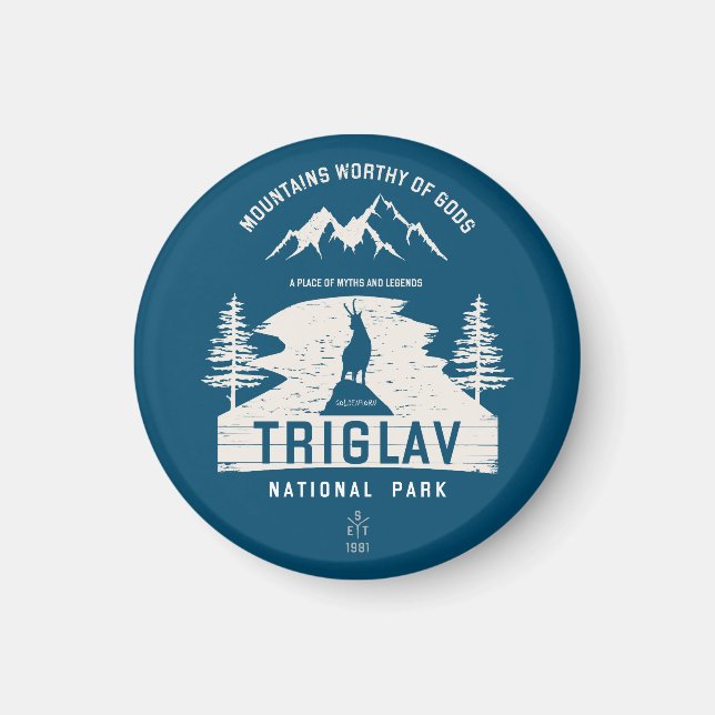 Imán Diseño blanco del Parque Nacional Triglav Esloveni (Frente)