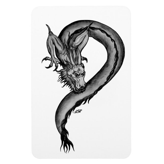 Imán Diseño blanco y negro de Dragon (Vertical)