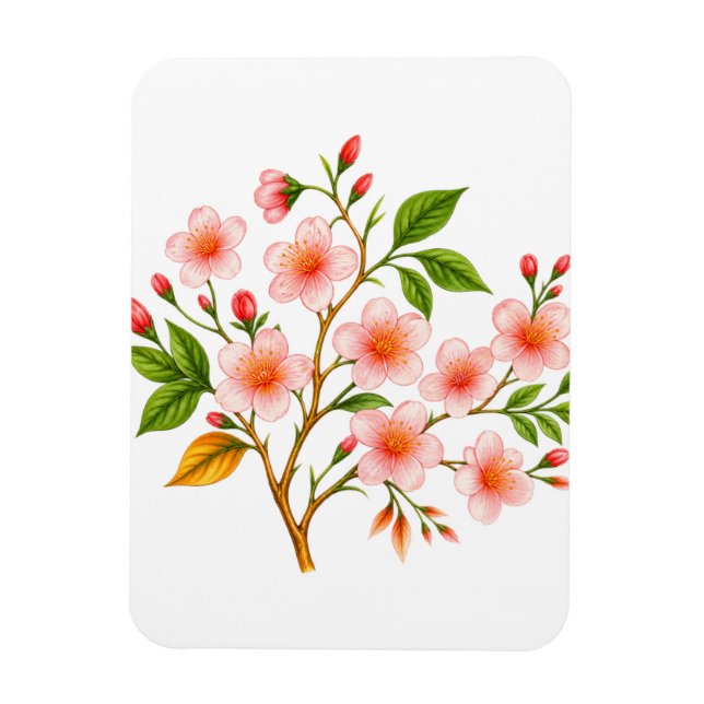 Imán Diseño Botánico de Primavera (Vertical)