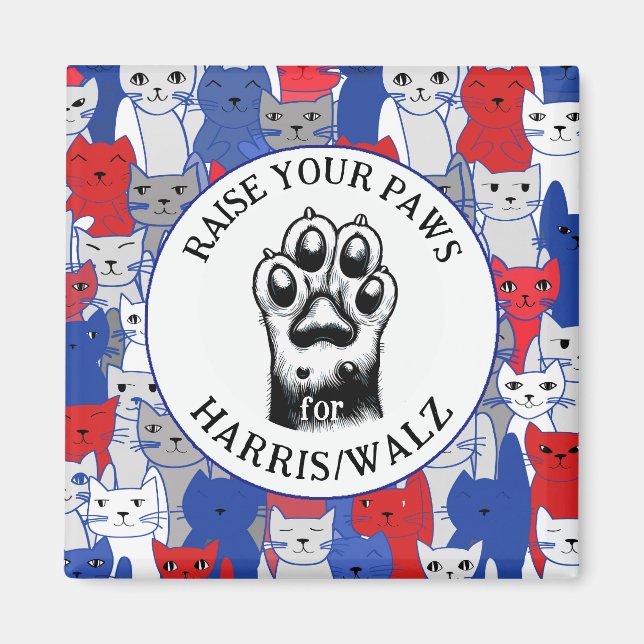 Imán Diseño Cat Paw para Harris/Walz (Frente)