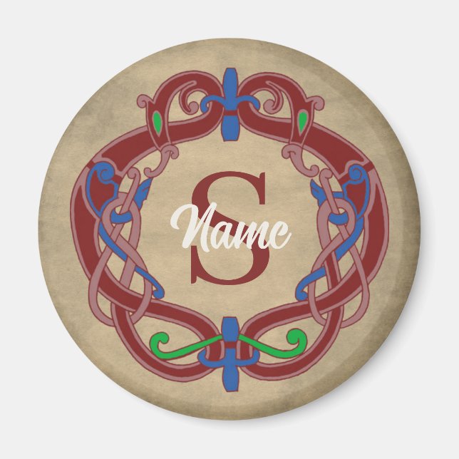 Imán Diseño Celta Inicial Monograma Personalizado (Frente)