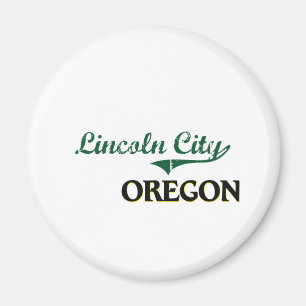 Imán Diseño clásico de Oregon de la ciudad de Lincoln