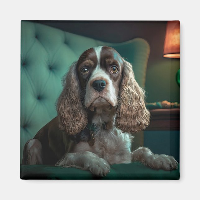 Imán Diseño Clásico de Retrato de Cocker Spaniel Elegan (Frente)