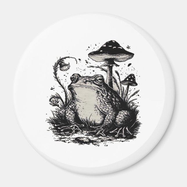 Imán Diseño Clásico Mínimo de Rana Goblincore (Frente)