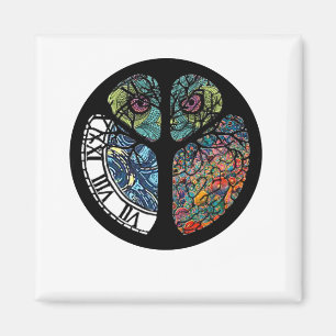 Imán Diseño colorido de búho de árbol de señas de paz