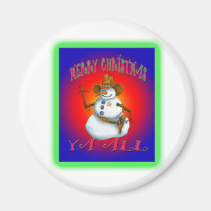 Imán Diseño colorido de Snowman en el oeste de Howdy