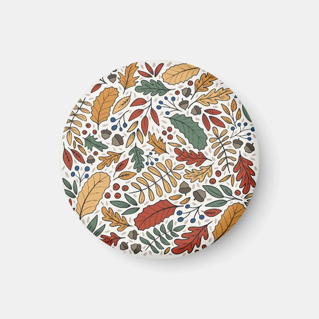 Imán Diseño cuadrado de hojas de color otoñal (Frente)