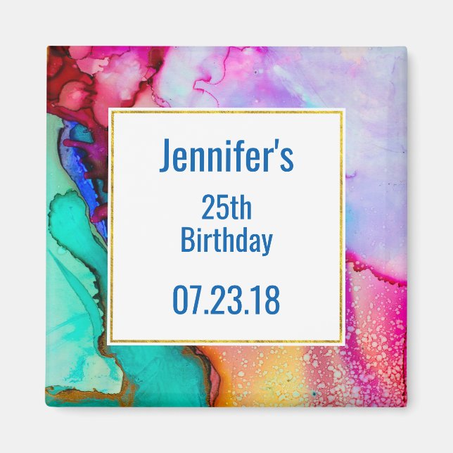 Imán Diseño de acuarela de mármol abstracto moderno (Frente)