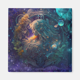 Imán Diseño de Acuarela del Signo Zodiacal Virgo