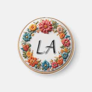 Imán Diseño de alfabeto bordado colorido