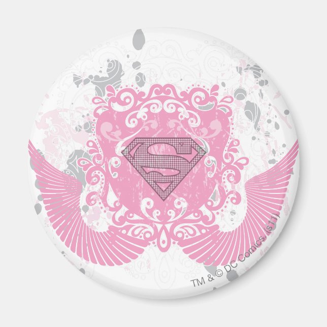 Imán Diseño de algas rosadas de superchica (Frente)