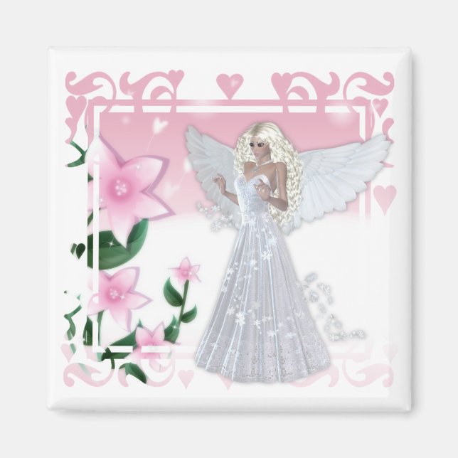 Imán Diseño de ángel de flores (Frente)