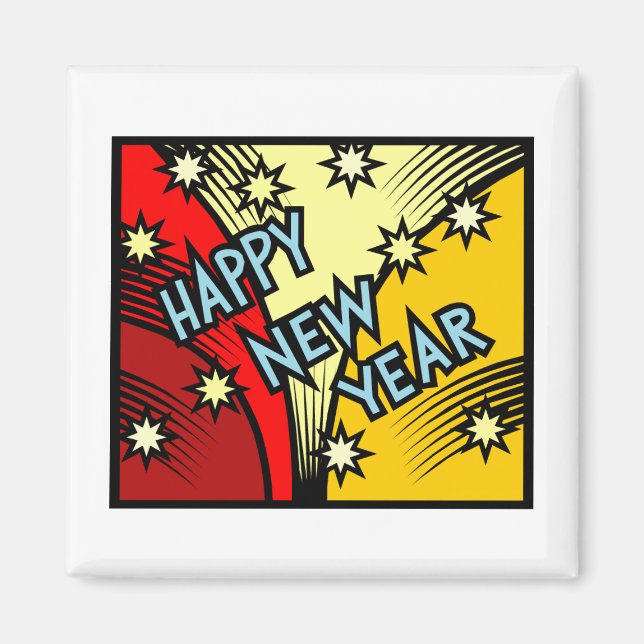 Imán Diseño de Año Nuevo Feliz (Frente)
