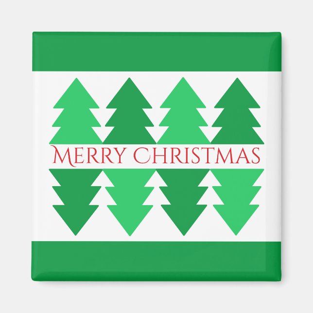 Imán Diseño de árbol verde simple rojo Feliz navidad (Frente)