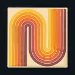 Imán Diseño de arco doble geométrico retro<br><div class="desc">Diseño retro futurista de arco doble geométrico del siglo medio en tonos tierra.</div>