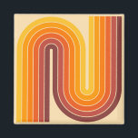 Imán Diseño de arco doble geométrico retro<br><div class="desc">Diseño retro futurista de arco doble geométrico del siglo medio en tonos tierra.</div>