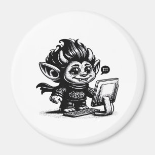 Imán Diseño de Arte Antiguo Cyborg Troll de Internet Wh