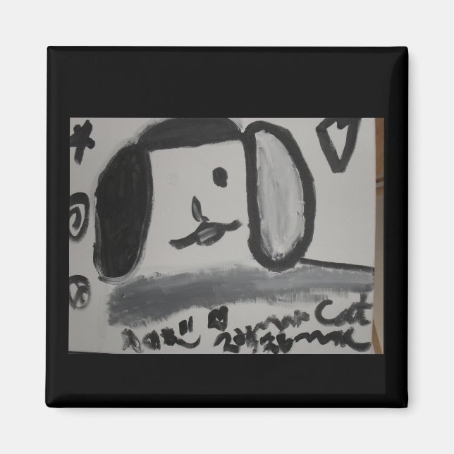 Imán diseño de arte de amor en blanco y negro (Frente)