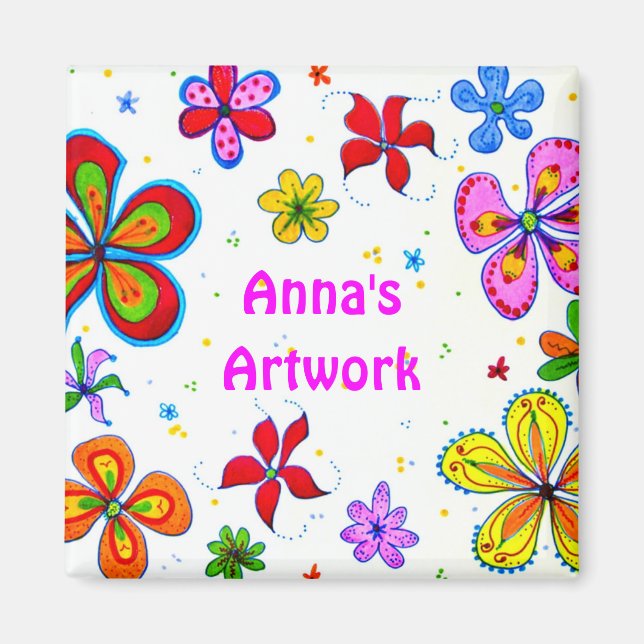 Imán Diseño de arte de las flores grandes (Frente)